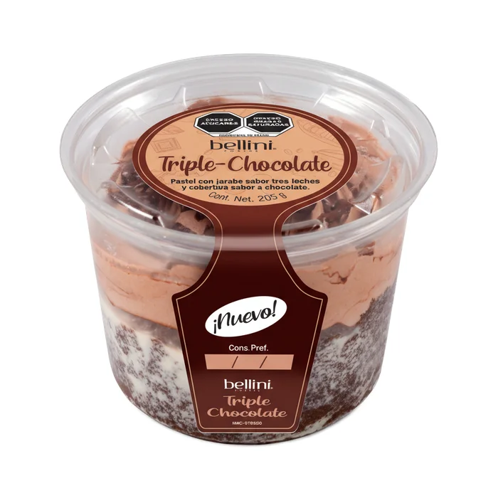 Pastel Individual Triple Chocolate congelado mayoreo