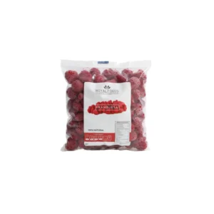 ROFR999_frambuesa Bolsa de frambuesas congeladas seleccionadas Royal Foods para pastelerías finas.